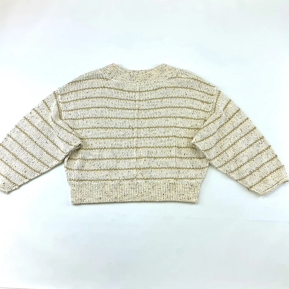 Free People Starlight Sweater Pearl Island Stripes Cream Oatmeal Comfy XS